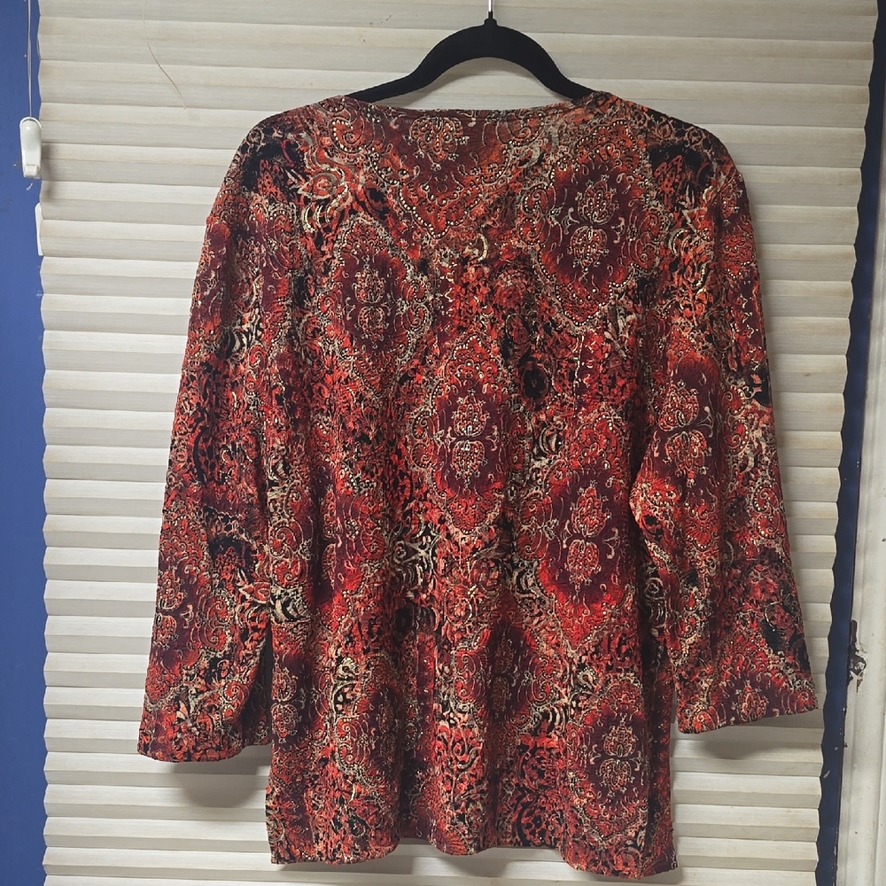 Women's Red Patterned Top - Picture 2 of 3